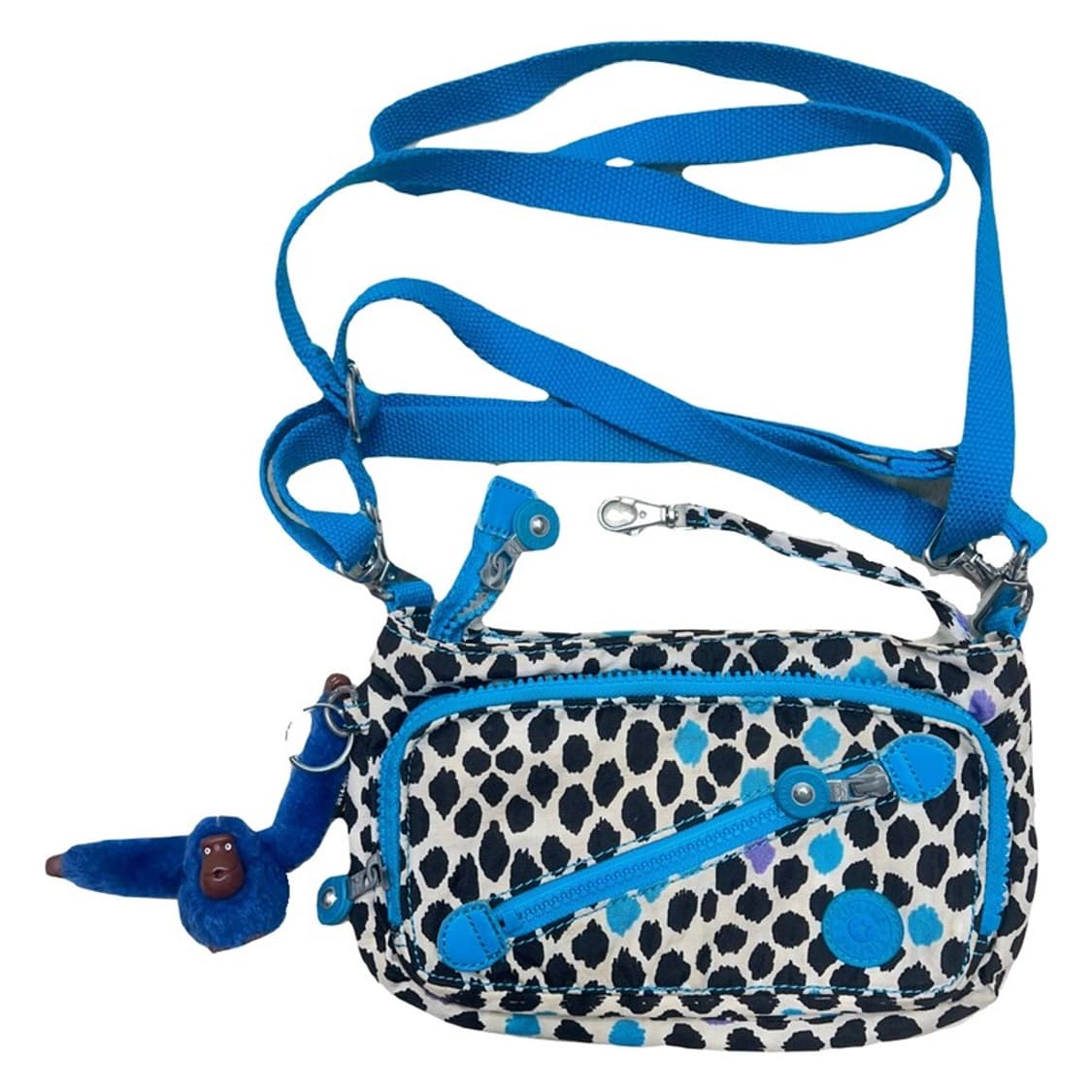 키플링 아바누 미디엄 큐리어스 레오파드 크로스백 블루 상품이미지1