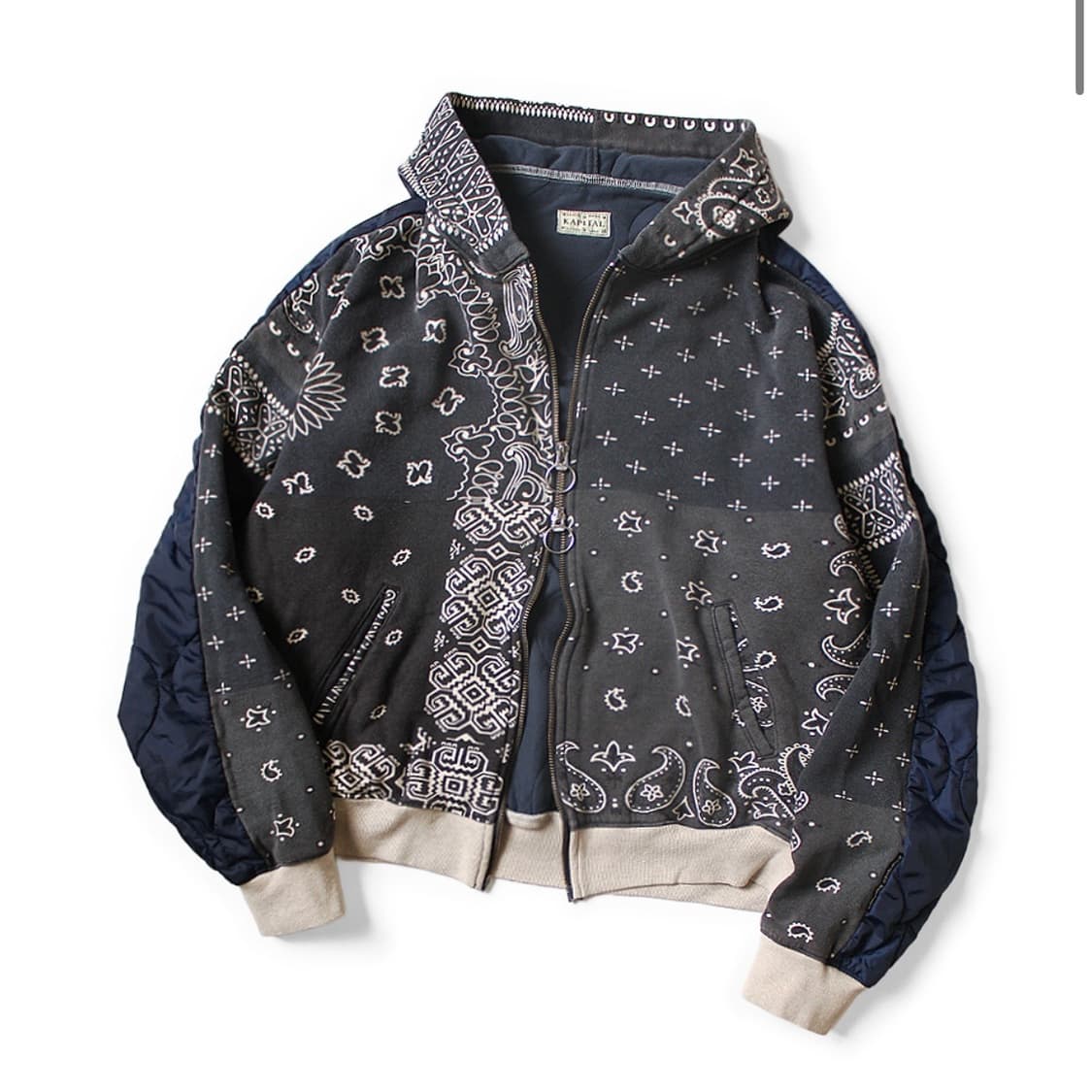 새상품) Kapital 캐피탈 플리스 반다나 비부악 후드 블루종 블랙 상품이미지1