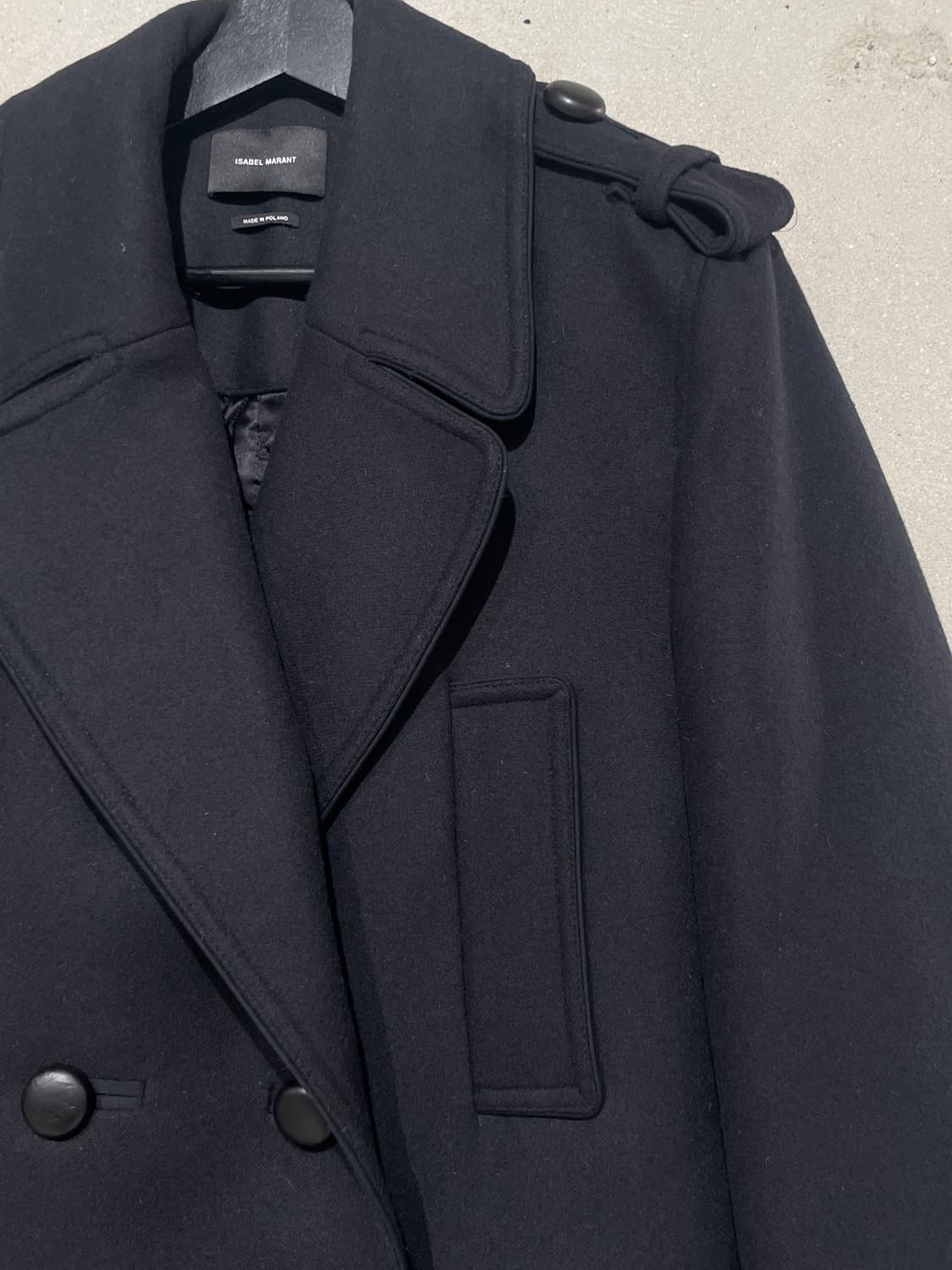 이자벨 마랑 블랙 더블 브레스티드 울 피코트 상품이미지3