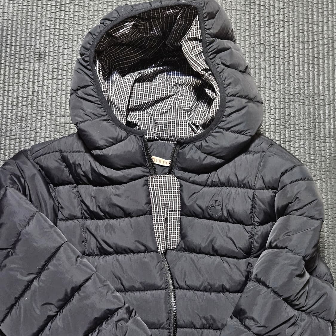 비터셀즈 경량패딩 후드 체크 라이트 푸퍼 자켓-블랙 상품이미지3