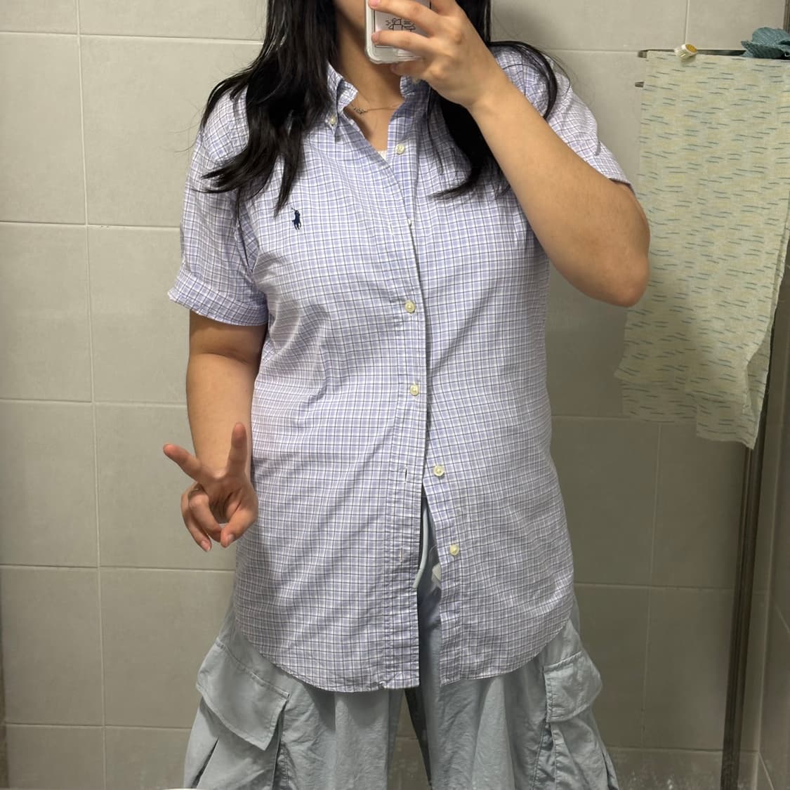 폴로 랄프로렌 연보라🪻체크 반팔셔츠 상품이미지3