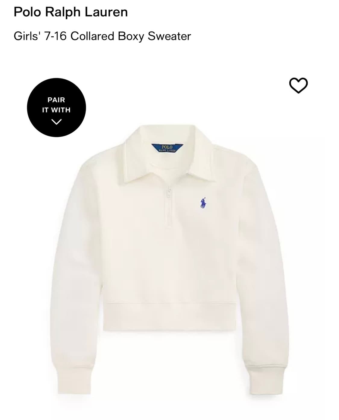 (메이시스,새상품)폴로 랄프로렌 빅걸즈 반집업 맨투맨 상품이미지6