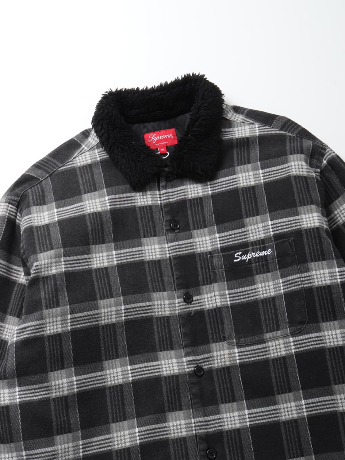 Supreme Faux Fur Collar Flannel Shirt 상품이미지4