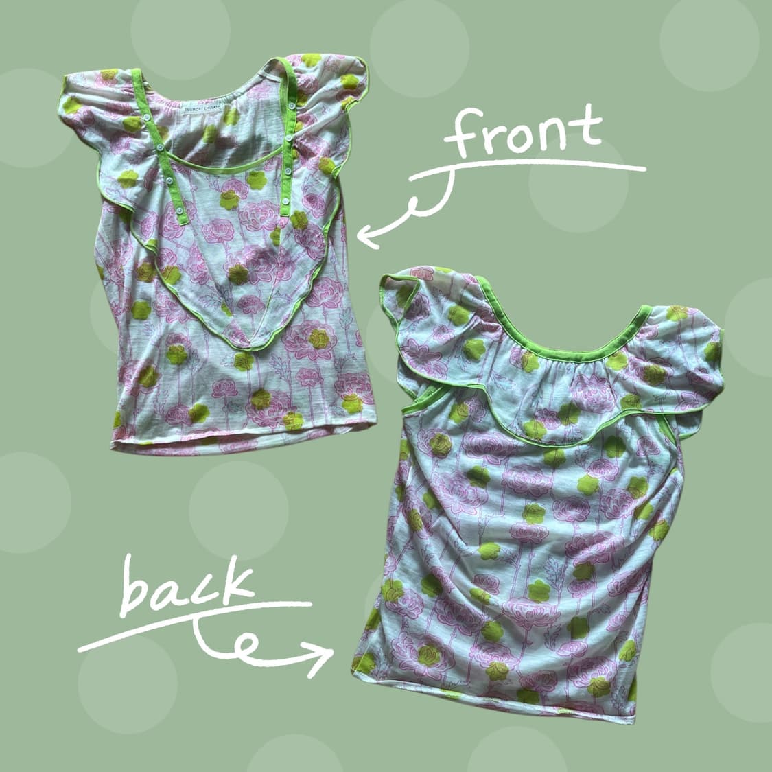 츠모리 치사토 단추 포인트 모리걸 연꽃 블라우스 상품이미지4