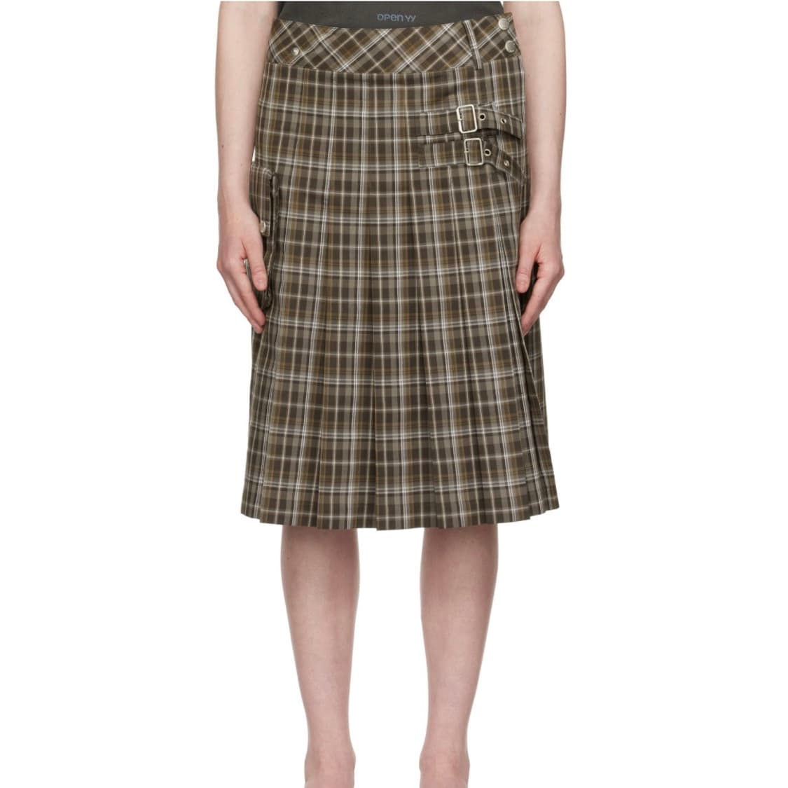 OPEN YY CHECK CARGO POCKET MIDI SKIRT 상품이미지1