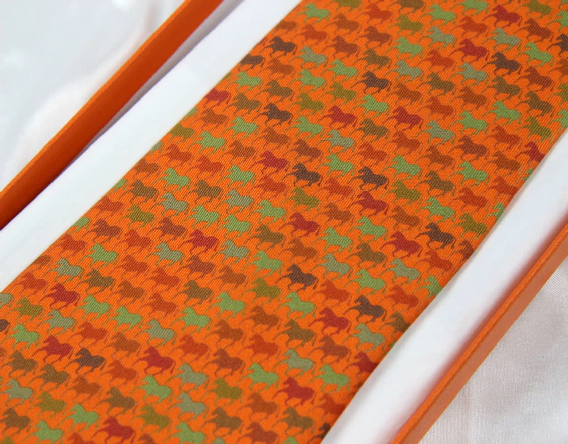 에르메스 9cm A+등급 오렌지 말 남자 명품 넥타이 상품이미지3