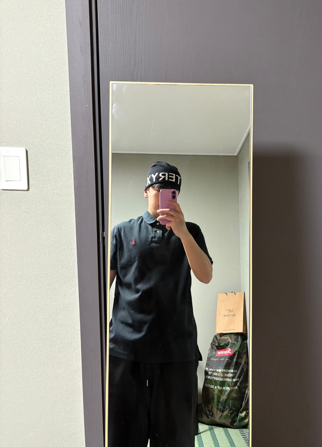 폴로 랄프로렌 커스텀 슬림핏 블랙 카라티 (착샷0) 상품이미지3