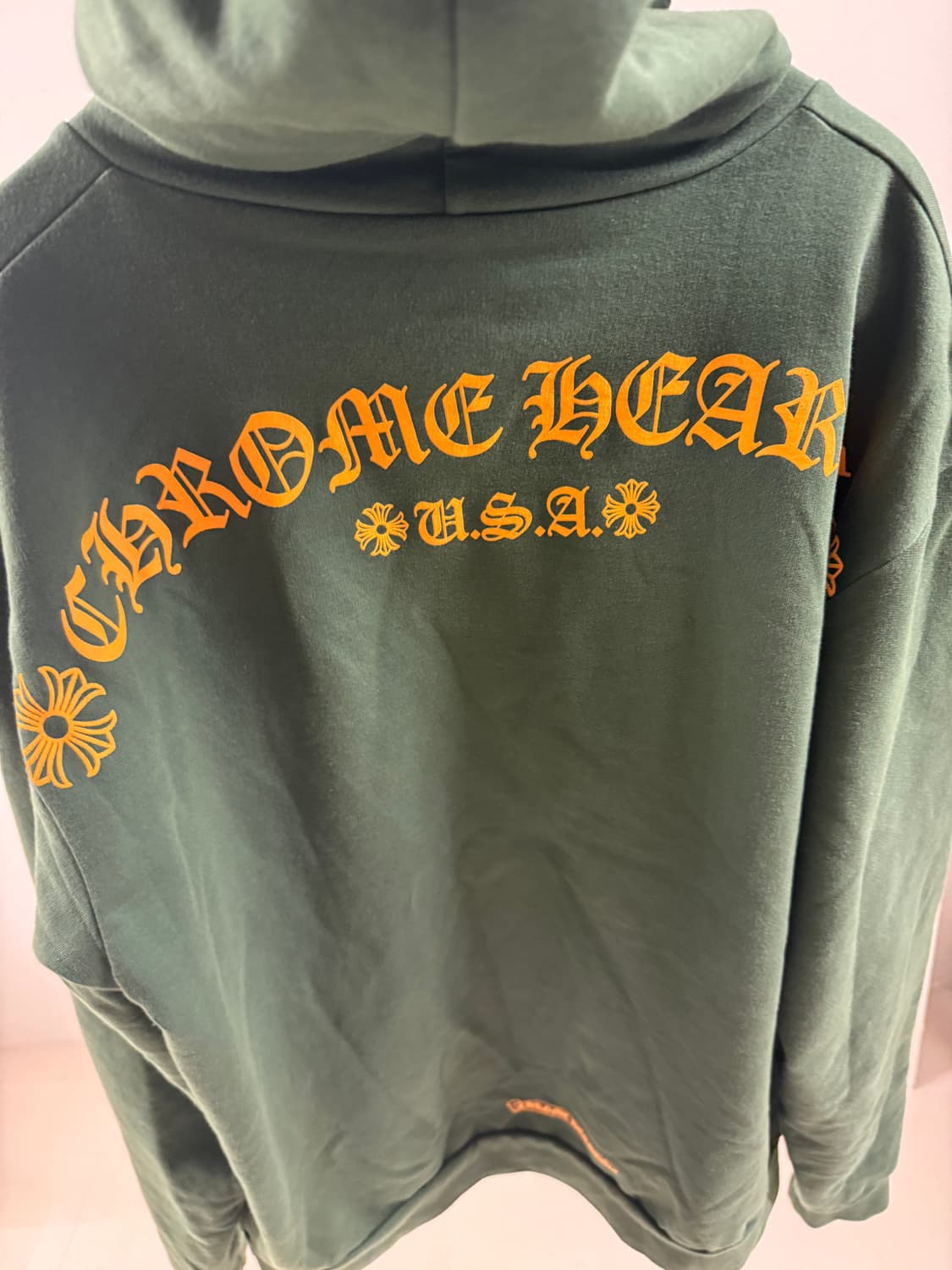 크롬하츠 U.S.A 아치 로고 후드티 그린 M 상품이미지5