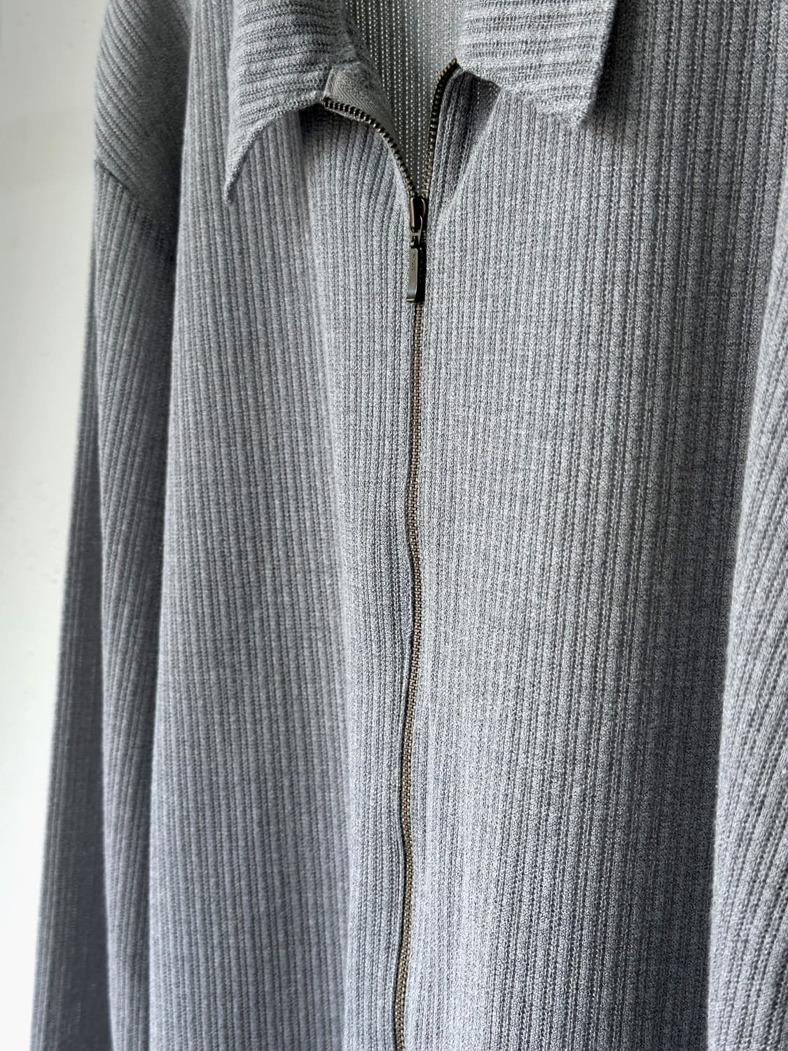 High gauge rib knit loose zip cardigan 상품이미지3