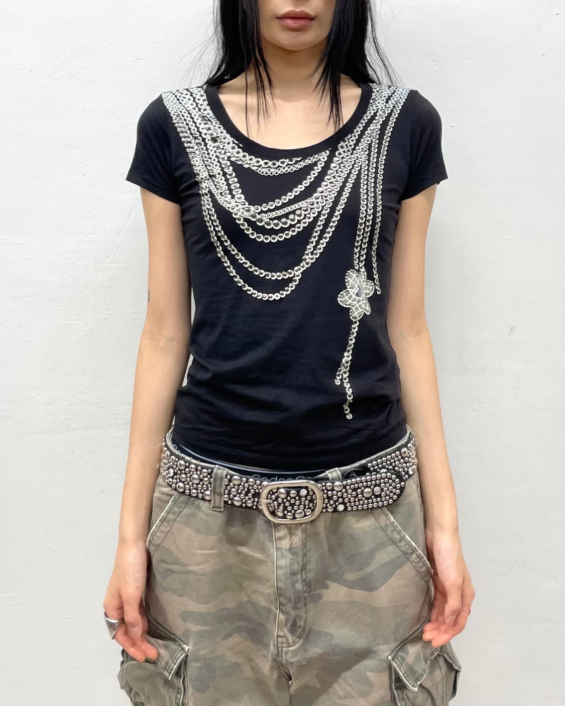 rope stud black t-shirt  상품이미지2