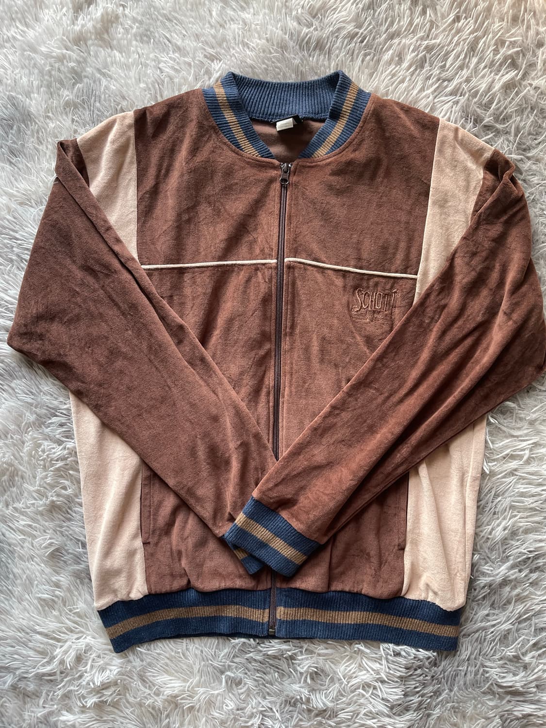 SCHOTT 쇼트 벨벳 트랙 자켓 브라운 빈티지 상품이미지1