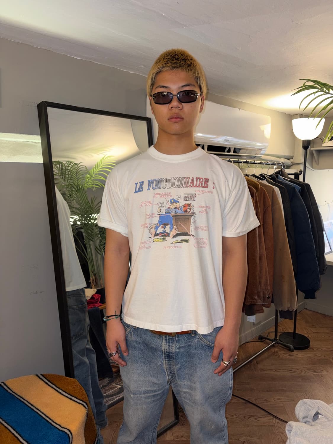 90‘s France humor cartoon print T-shirt 상품이미지2