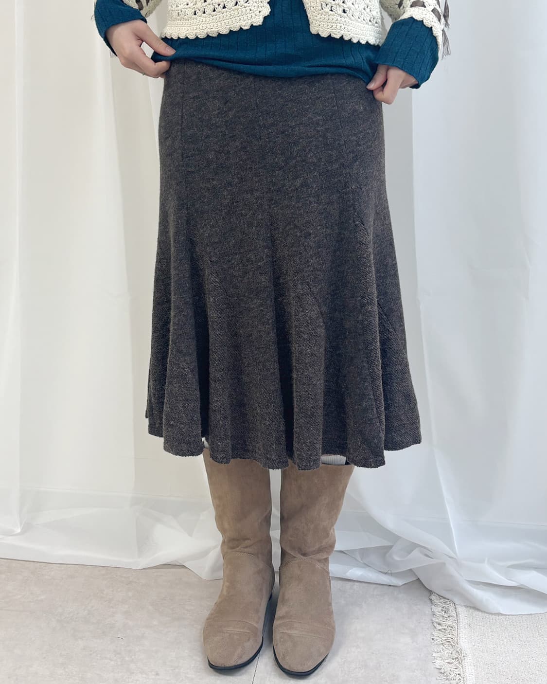 PRENON ASSHU 머드 보카시 삼각형 컷 플레어 스커트 상품이미지6