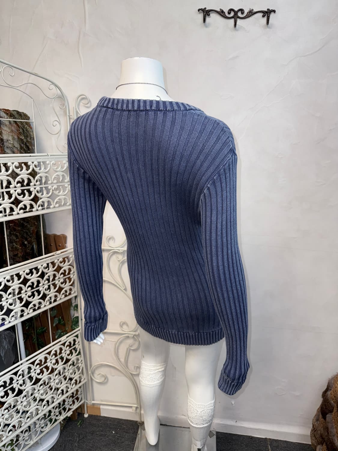 Washing pigment navy y2k pocket knit ops 상품이미지2