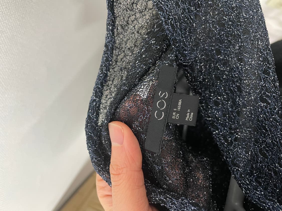 COS 코스 시스루 글리터 터틀넥 네이비 S 상품이미지5