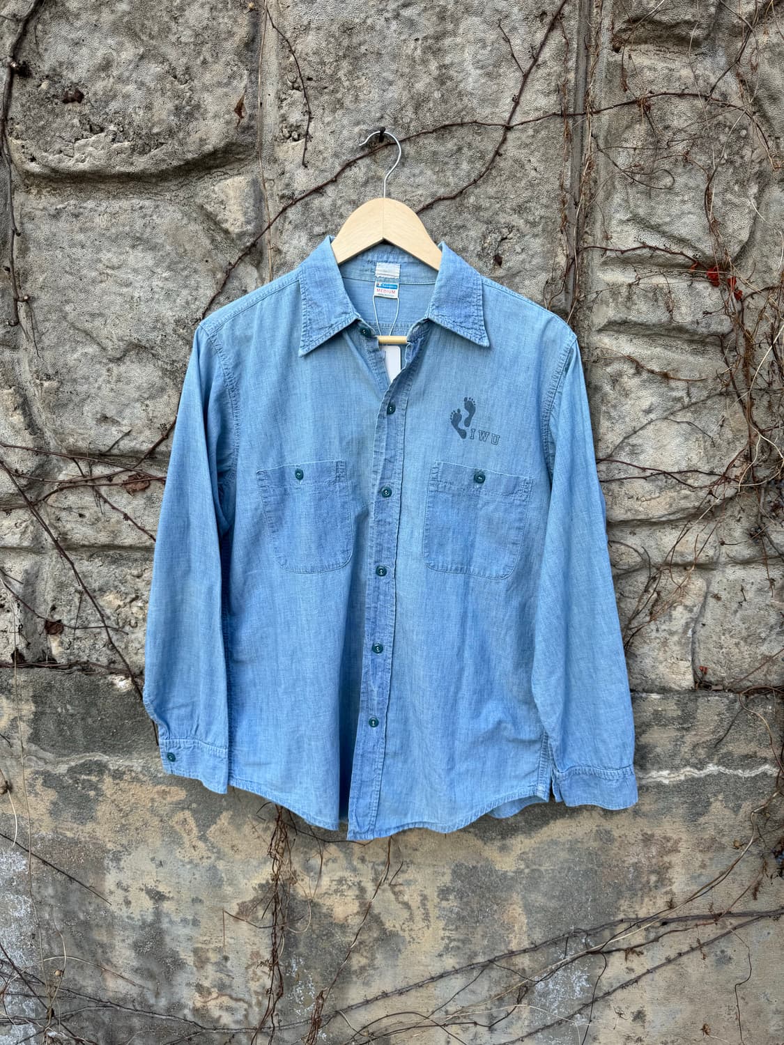 70s 챔피온 샴브레이 셔츠 made in usa 미해군 데님 상품이미지1