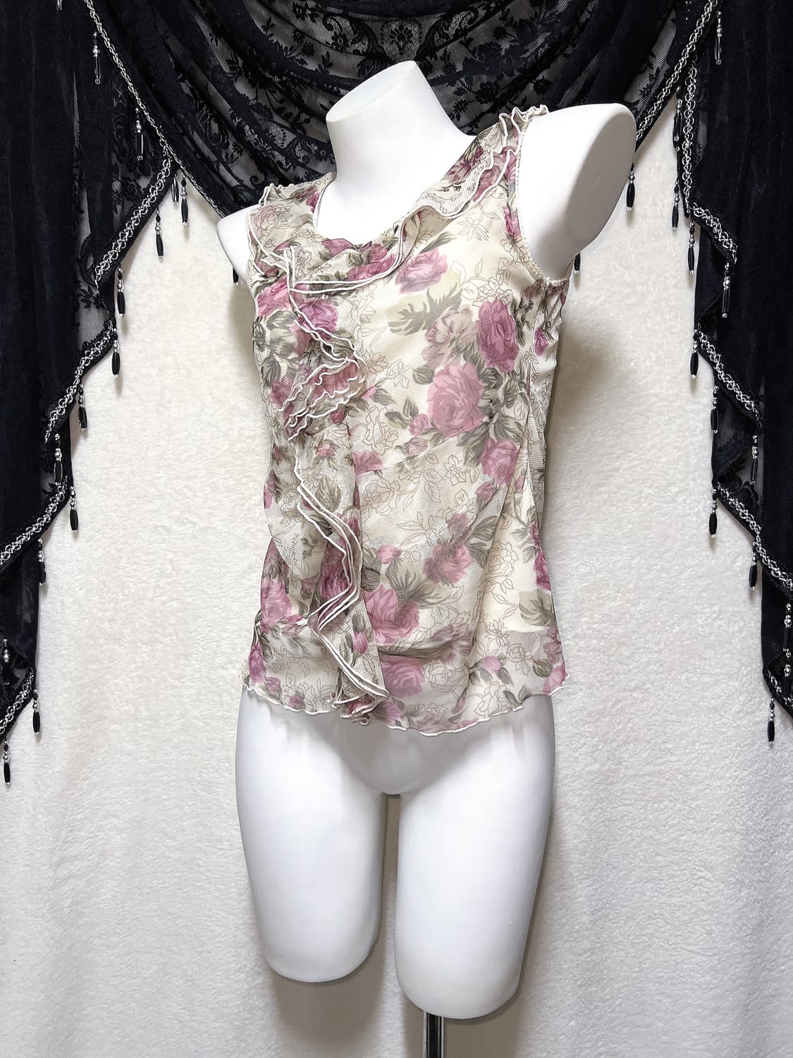 오리엔탈 페어리 모리 플라워 프릴 블라우스 나시 로걀탑 로맨틱갸루 핀터 상품이미지4