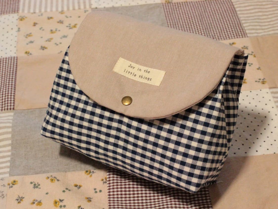 핸드메이드 네이비체크 박스 파우치 상품이미지7