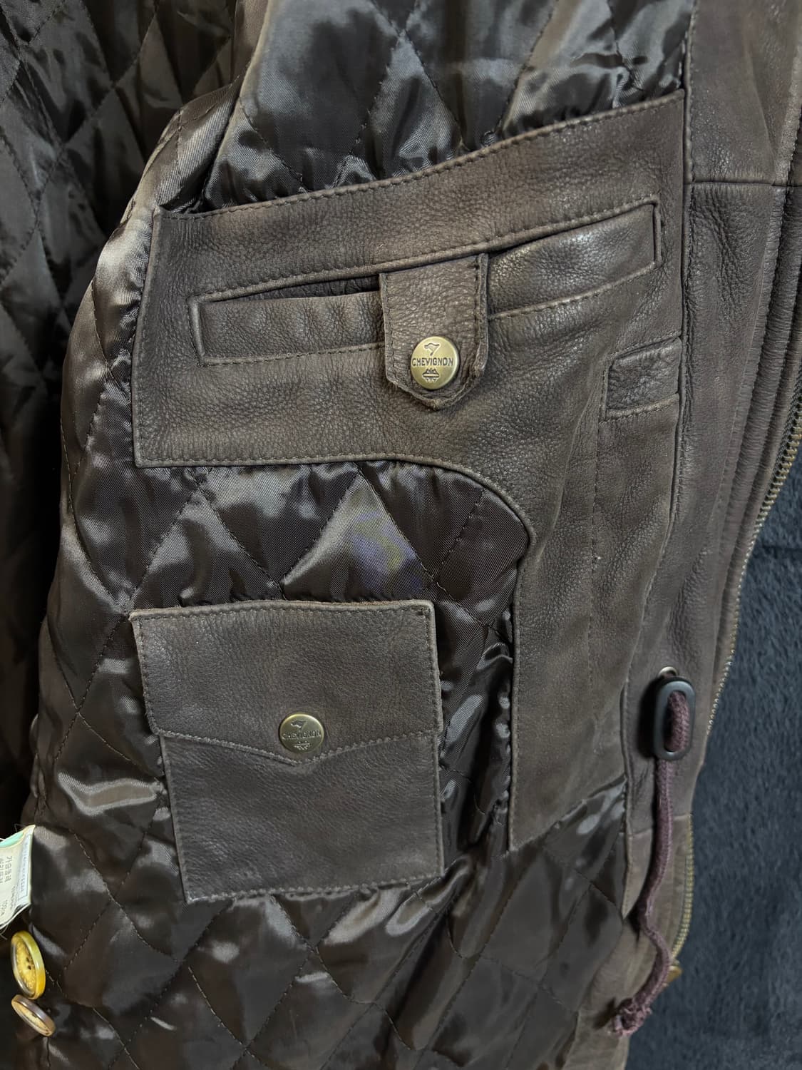 쉐비뇽 CHEVIGNON 소가죽 레더 자켓 (퀼팅 라이닝) XXL 상품이미지5