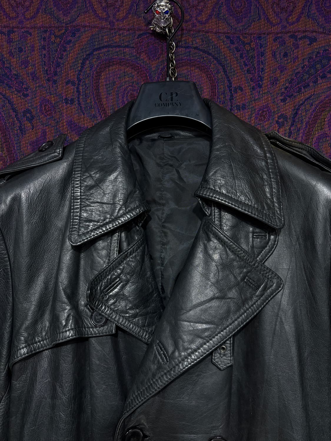 일본 더블 트렌치 레더 코트 상품이미지5