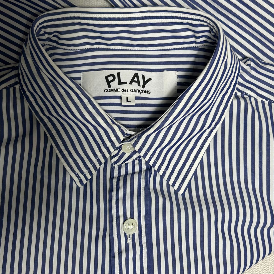 L 꼼데가르송 여성용 스트라이프 코튼 셔츠 상품이미지4