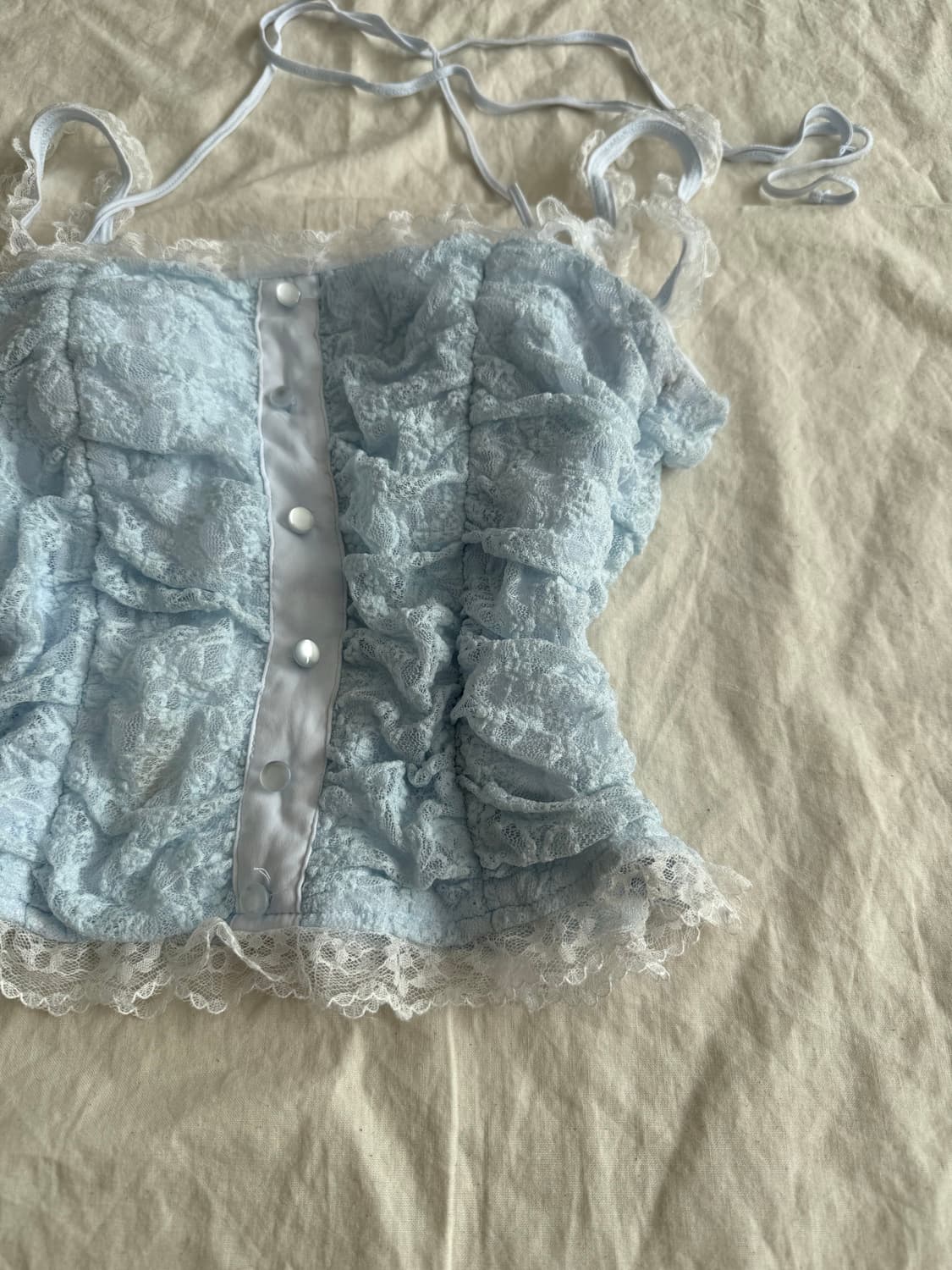 스카이블루 페어리 러블리 레이스 셔링 슬리브리스 상품이미지3