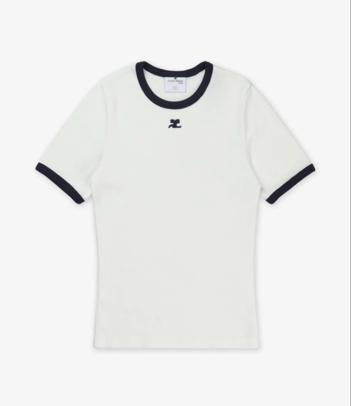 꾸레쥬 시그니처 콘트라스트 반팔 배색 티셔츠 상품이미지1