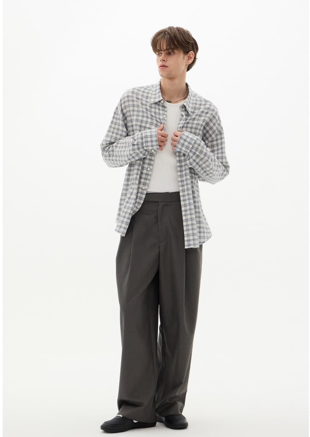 르아브 체크셔츠 L 상품이미지2
