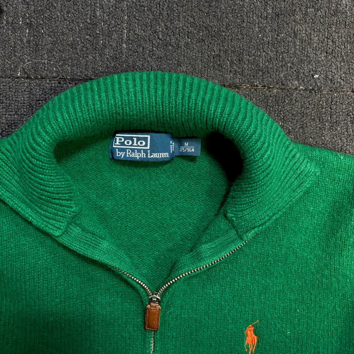폴로 카라 반집업 니트 그린 M 상품이미지5