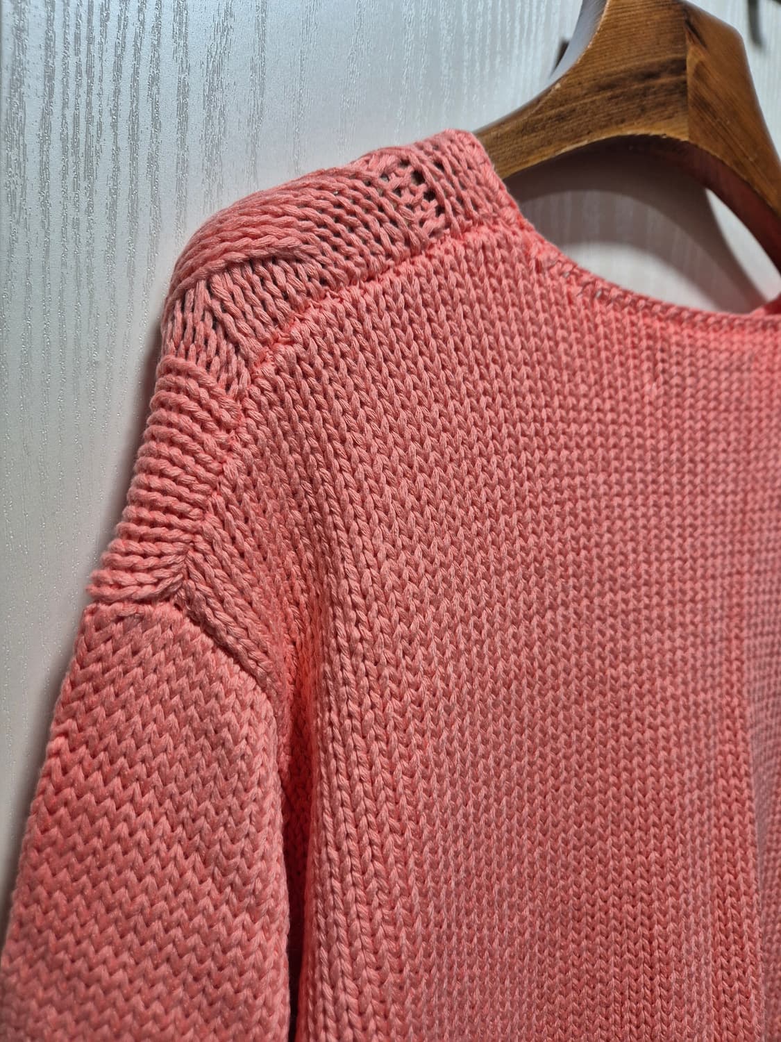빈티지 꽈배기 봄 니트 코랄 핑크 상품이미지8