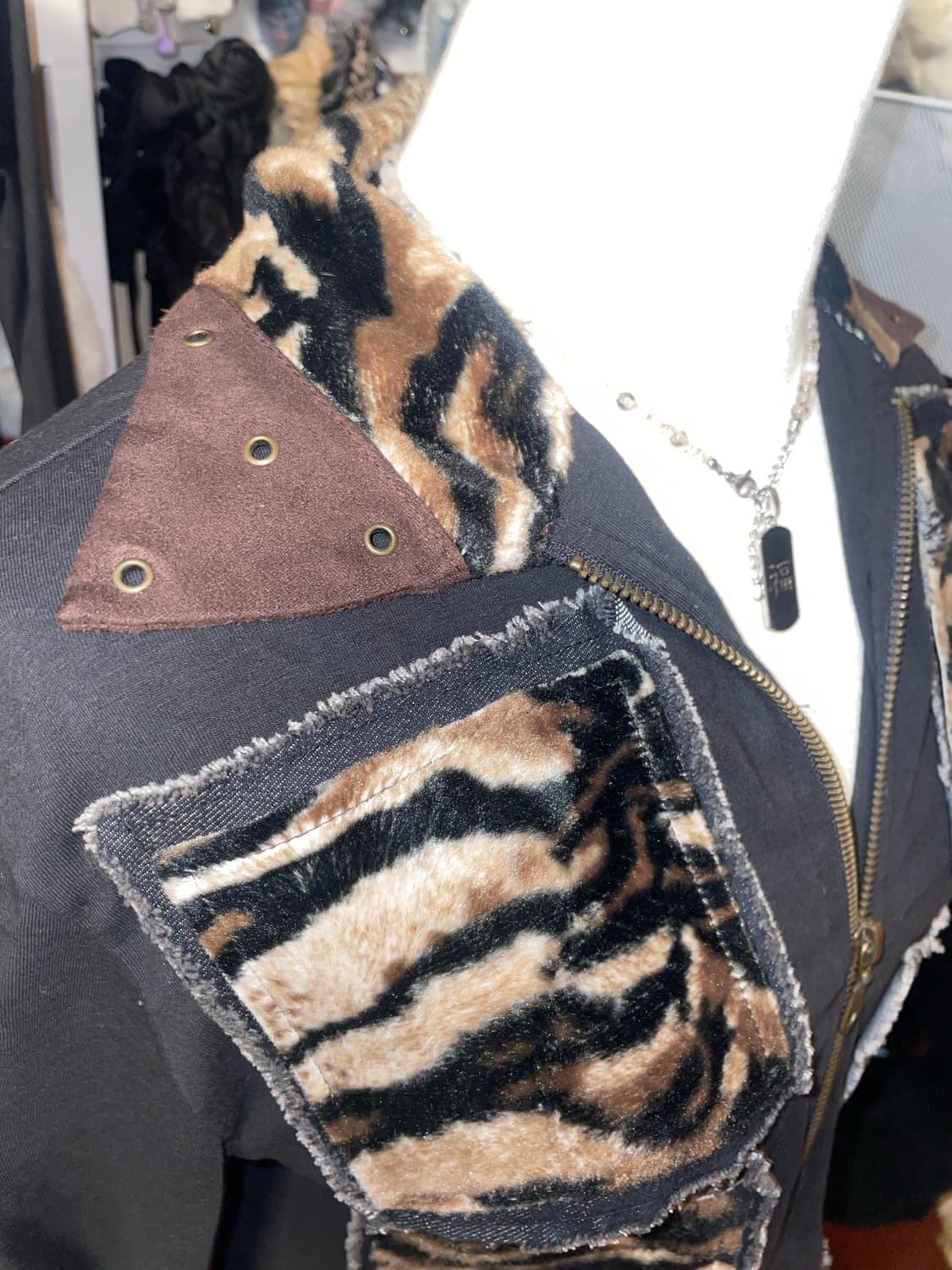 갸루 애니멀 패턴 집업 셔츠 상품이미지3