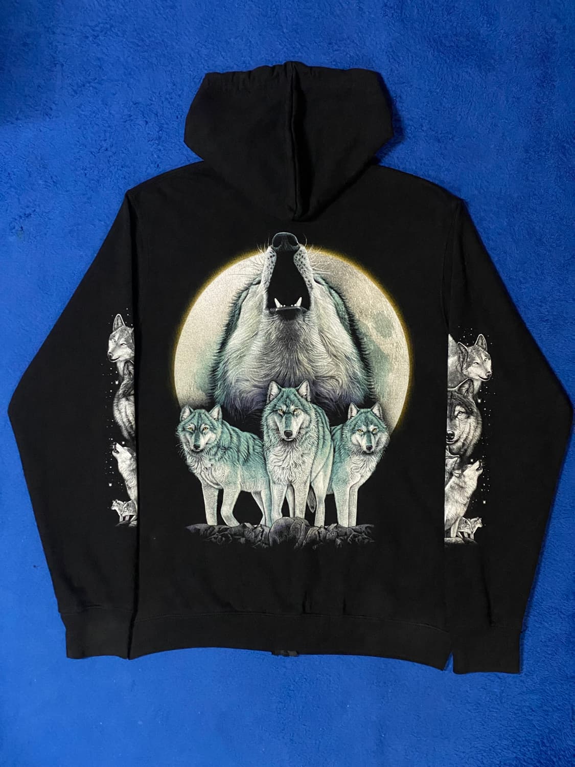 Rock Eagle 블랙 늑대 프린팅 후드 집업 M 상품이미지6