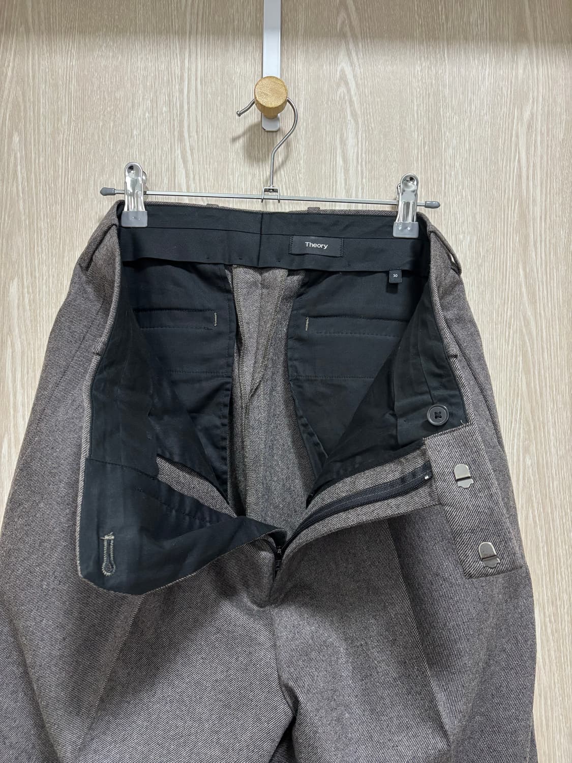 띠어리 울 캐시미어 원턱 와이드 트라우저팬츠30"/그레이 상품이미지4