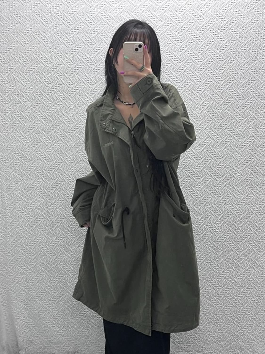 아웃도어프로덕츠 빈티지 말차카키 롱 야상 자켓 M C07227 상품이미지1