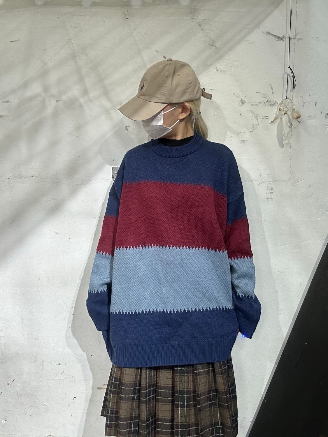 빈티지 네이비 미사 재질 오버핏 니트  상품이미지2