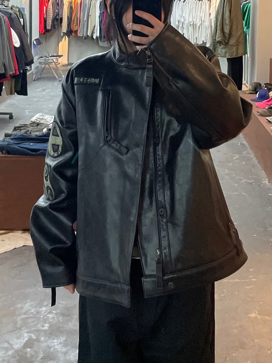 인디고 레드 빈티지 소가죽 레더자켓 H2123 상품이미지1