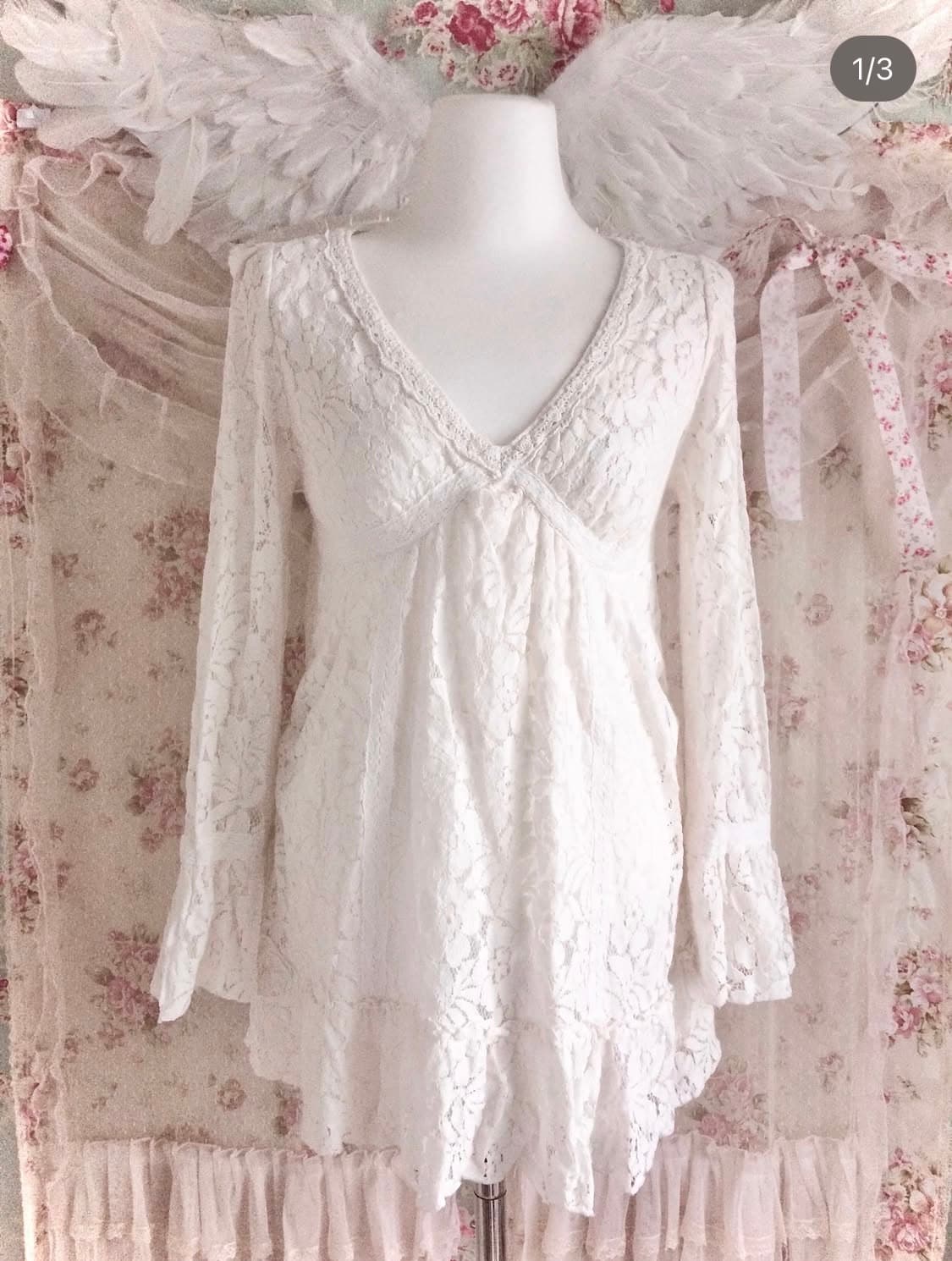 일브 페어리 레이스 블라우스 로걀탑 달천깔 엔젤코어레스트로즈 파뮤빈티지 상품이미지3