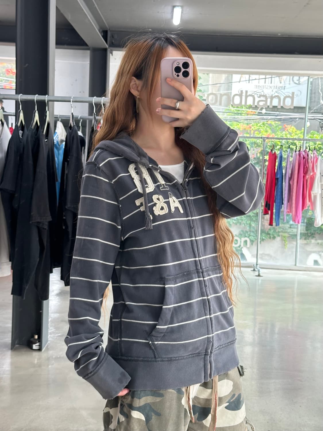 아베크롬비 데미지 스트라이프 후드집업  상품이미지3