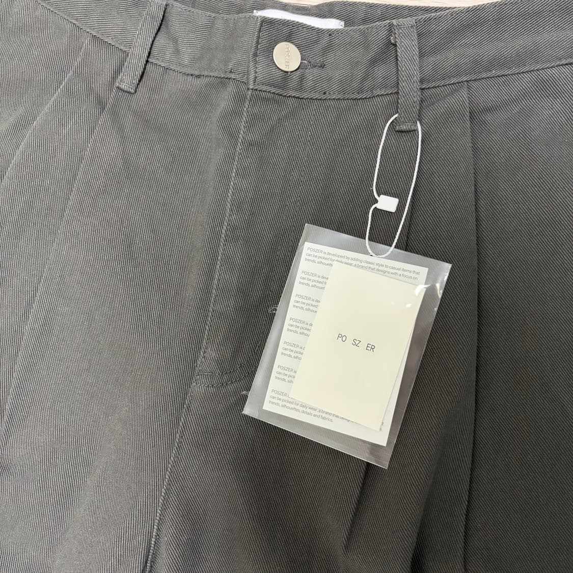 POSZER 포저 와이드 투턱 코튼 팬츠 차콜 상품이미지3