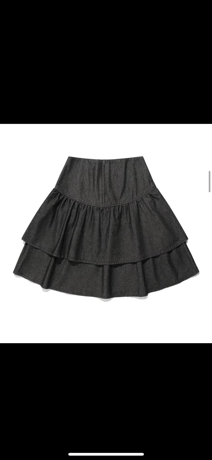 나이트고스트클럽 셔링 데님 스커트 블랙 상품이미지2