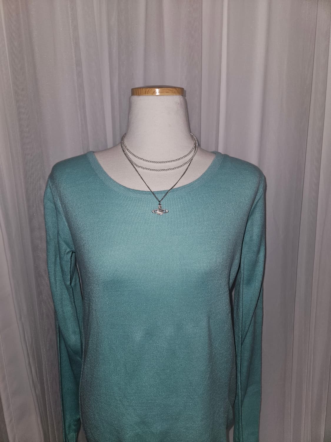 earth music&ecology 그린 에메랄드 니트 원피스 상품이미지2