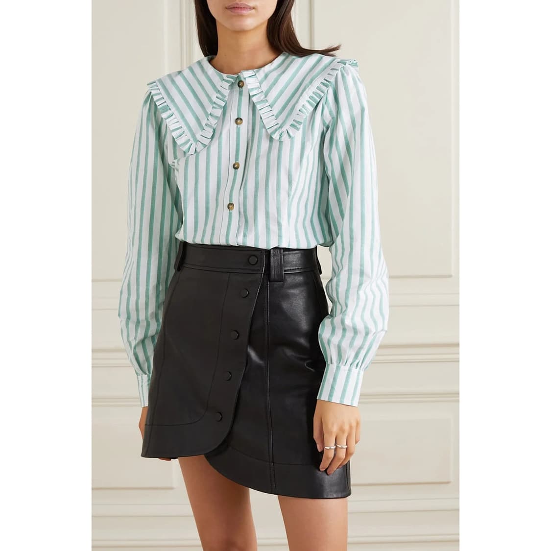 가니 GANNI 러플 스트라이프 셔츠 상품이미지2