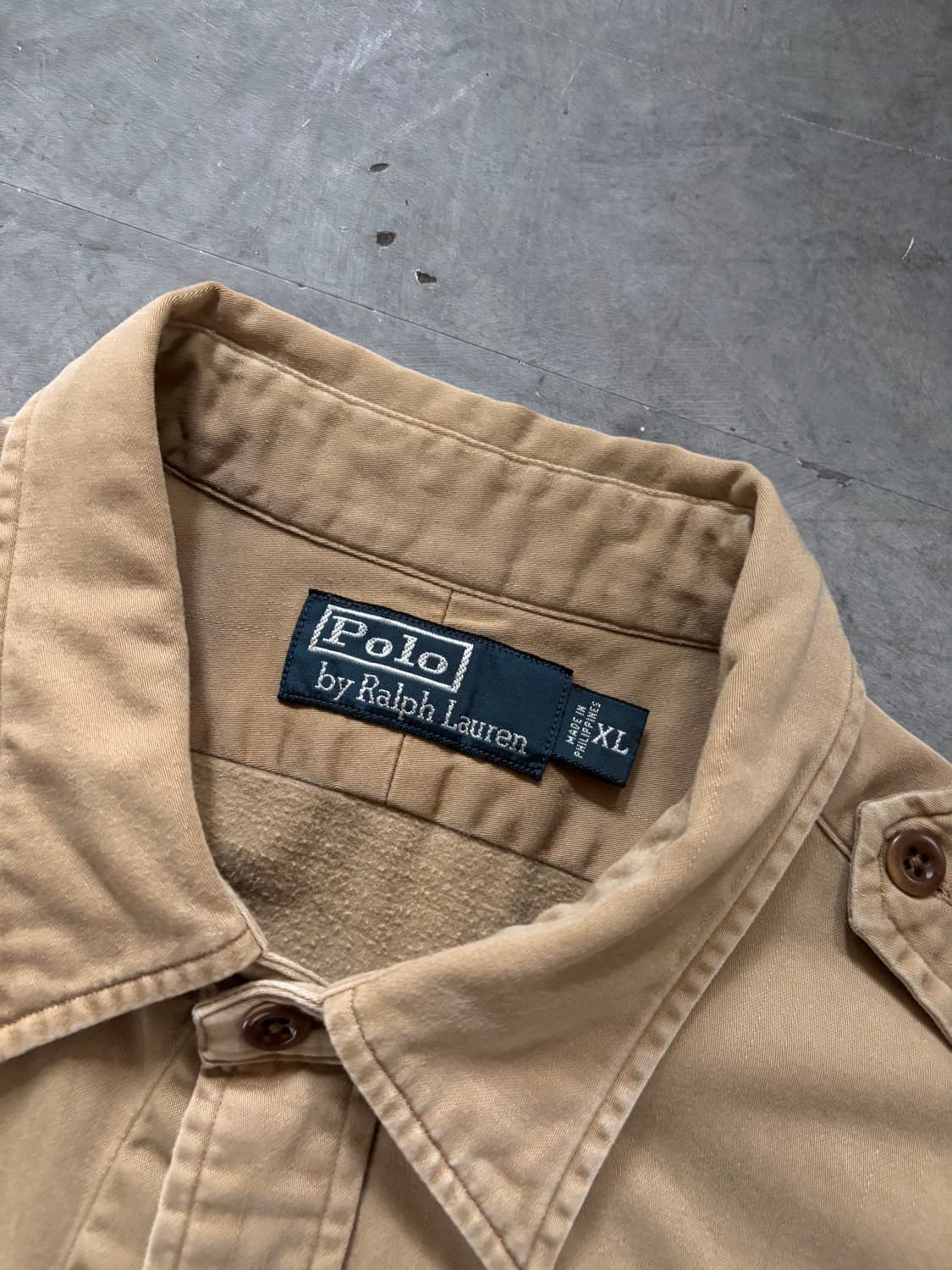 Polo 폴로 랄프로렌 90’s 스텐실로고 베이지 워크 셔츠 상품이미지3