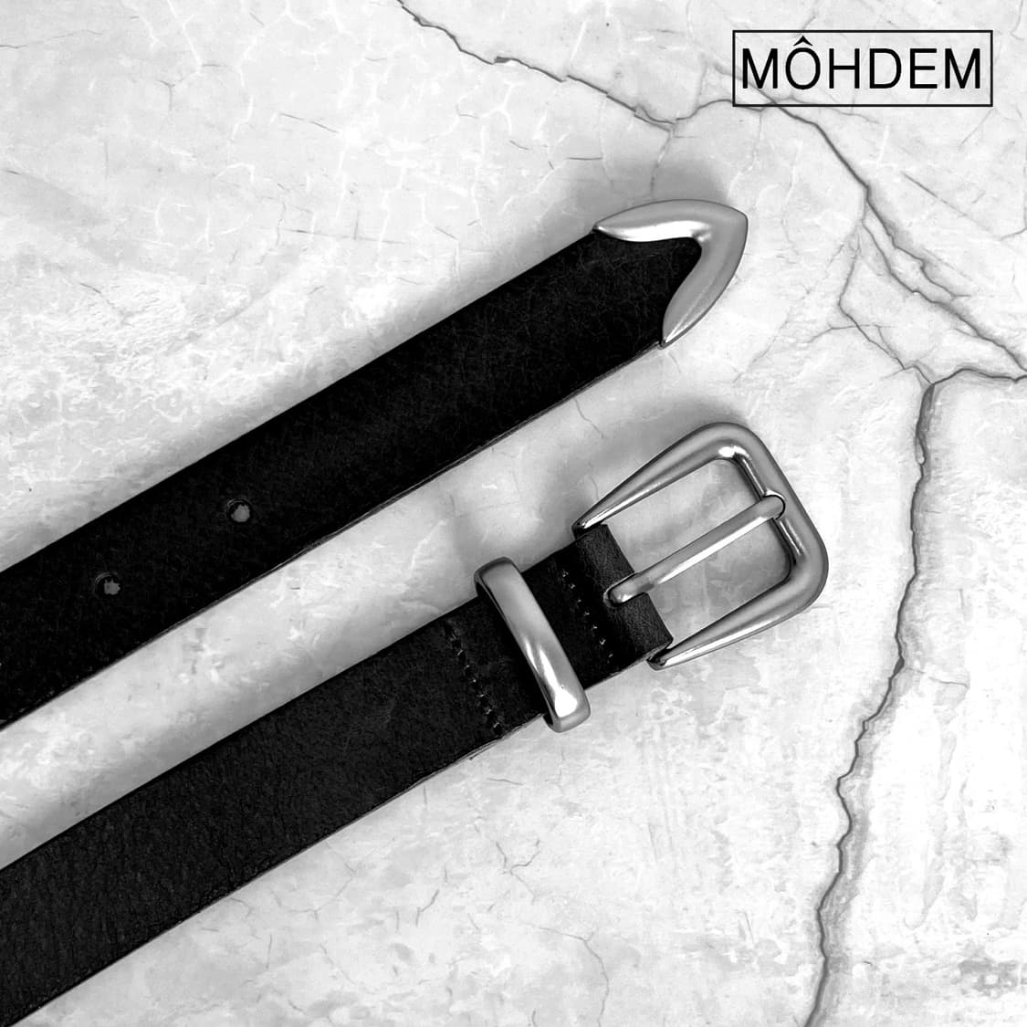 [Unisex] 미니멀 웨스턴 이태리 소가죽 벨트 블랙 상품이미지3