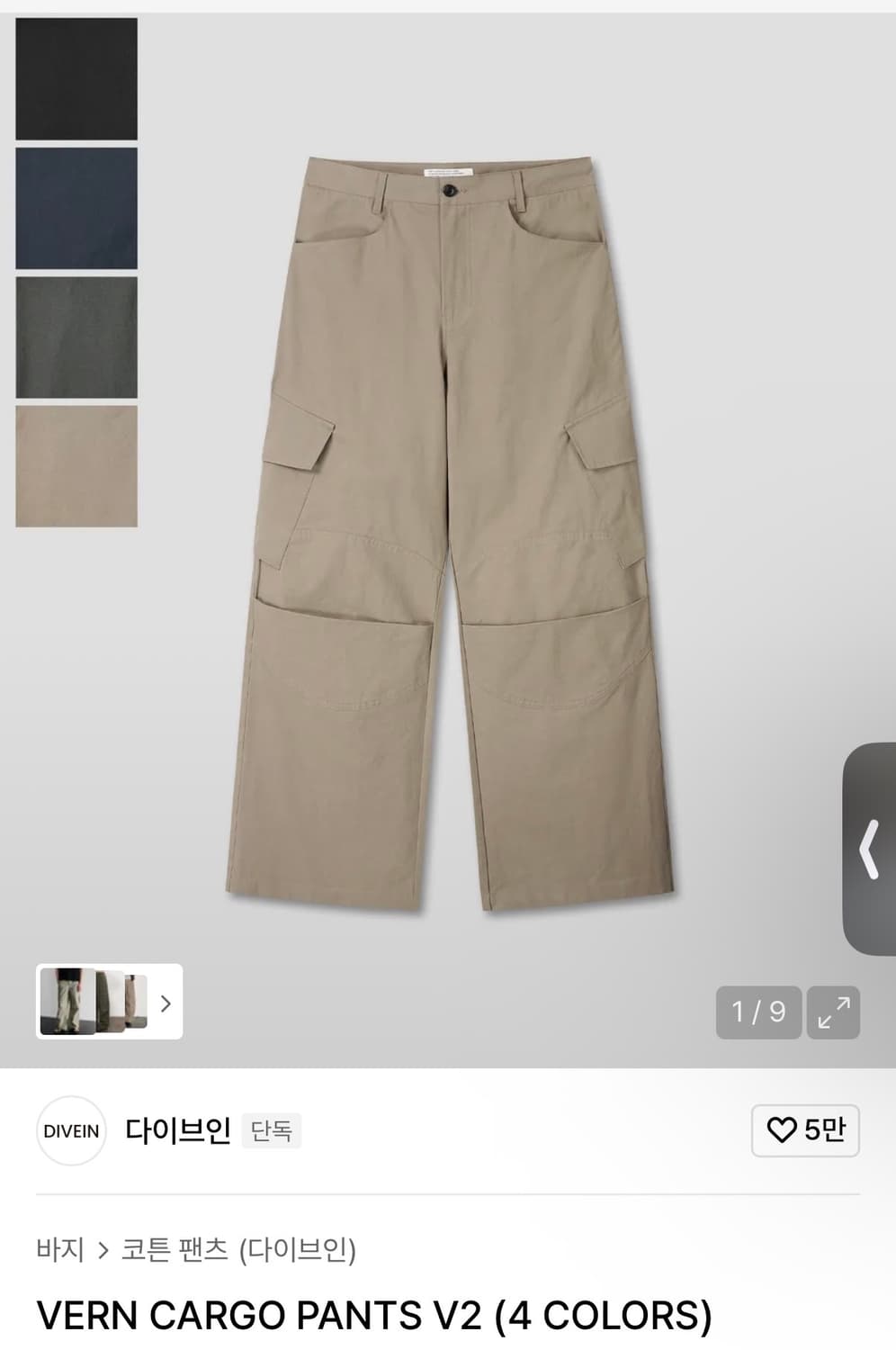 다이브인 베른 카고팬츠 팝니다 상품이미지1
