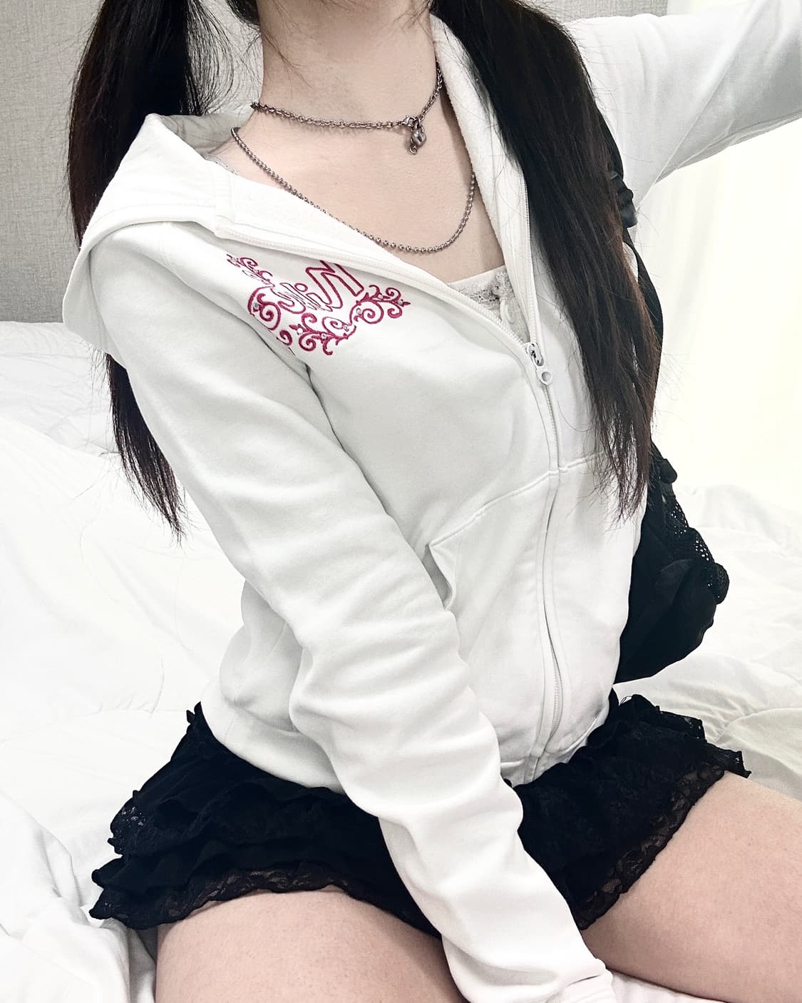 나이키 핑크로고 화이트 후드집업 상품이미지2