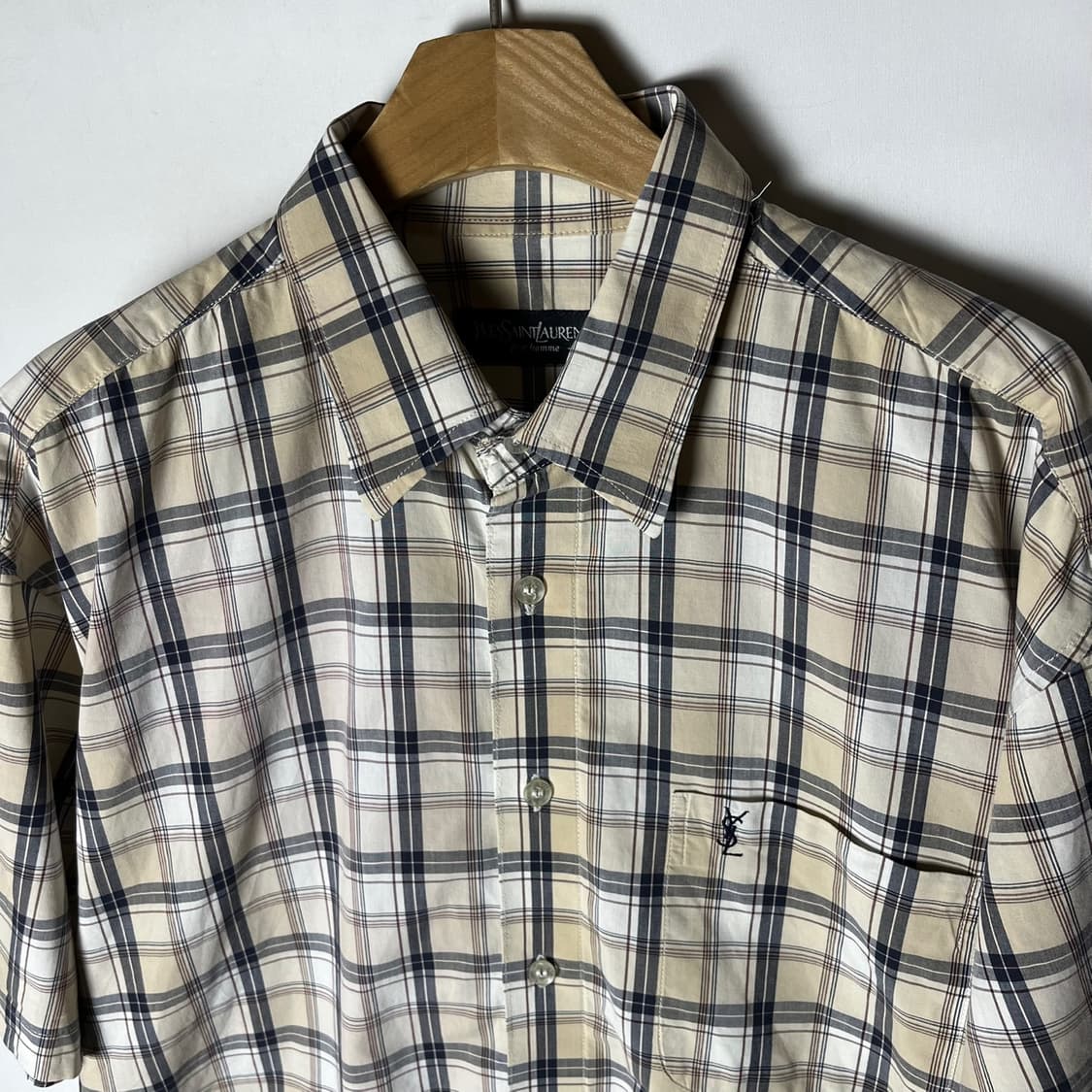 [Ysl Pour Homme] 90's 입생로랑 뿌르옴므 체크 반팔셔츠 상품이미지2