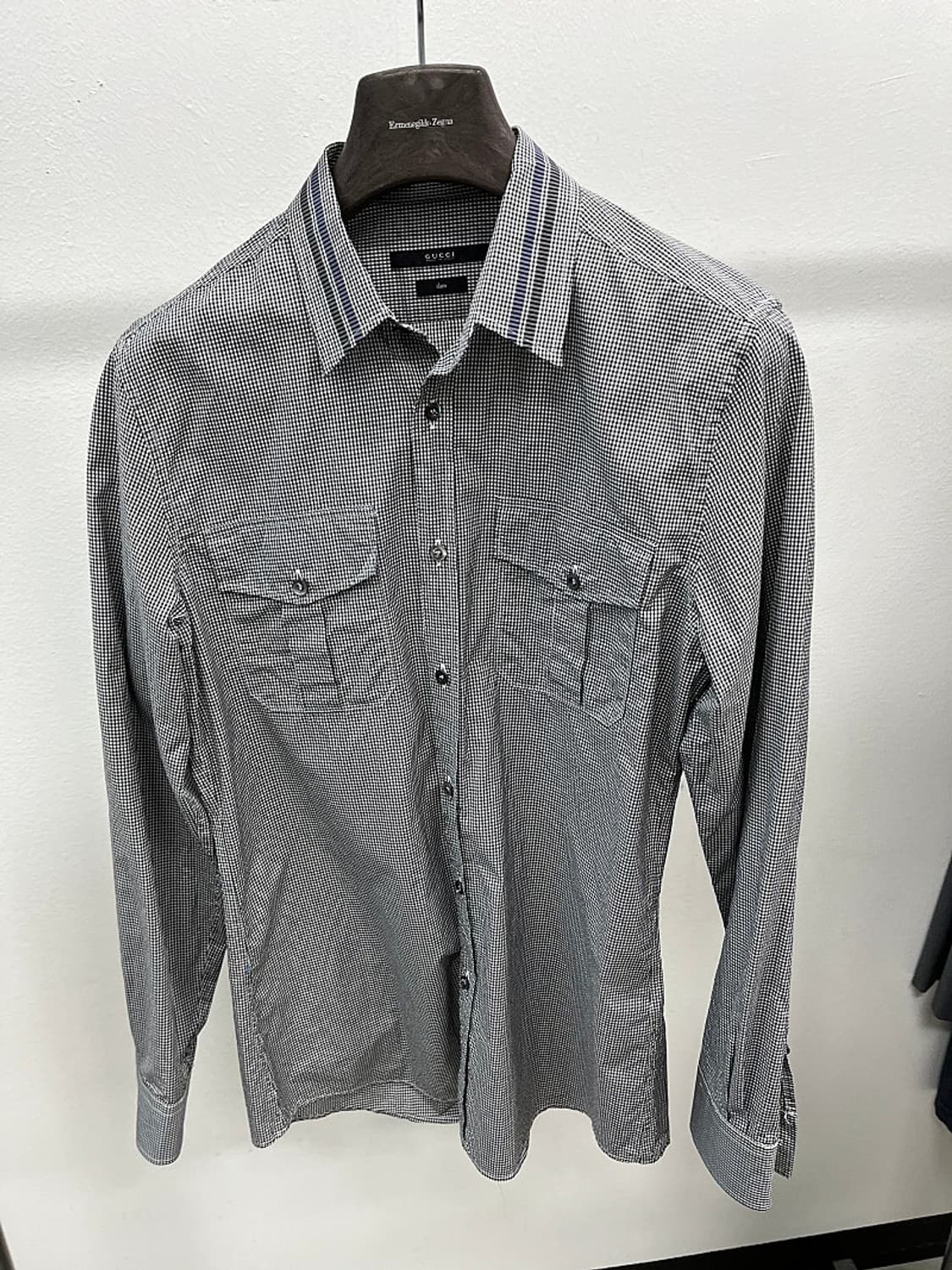 95-100) 구찌 투포켓 깅엄셔츠  상품이미지2