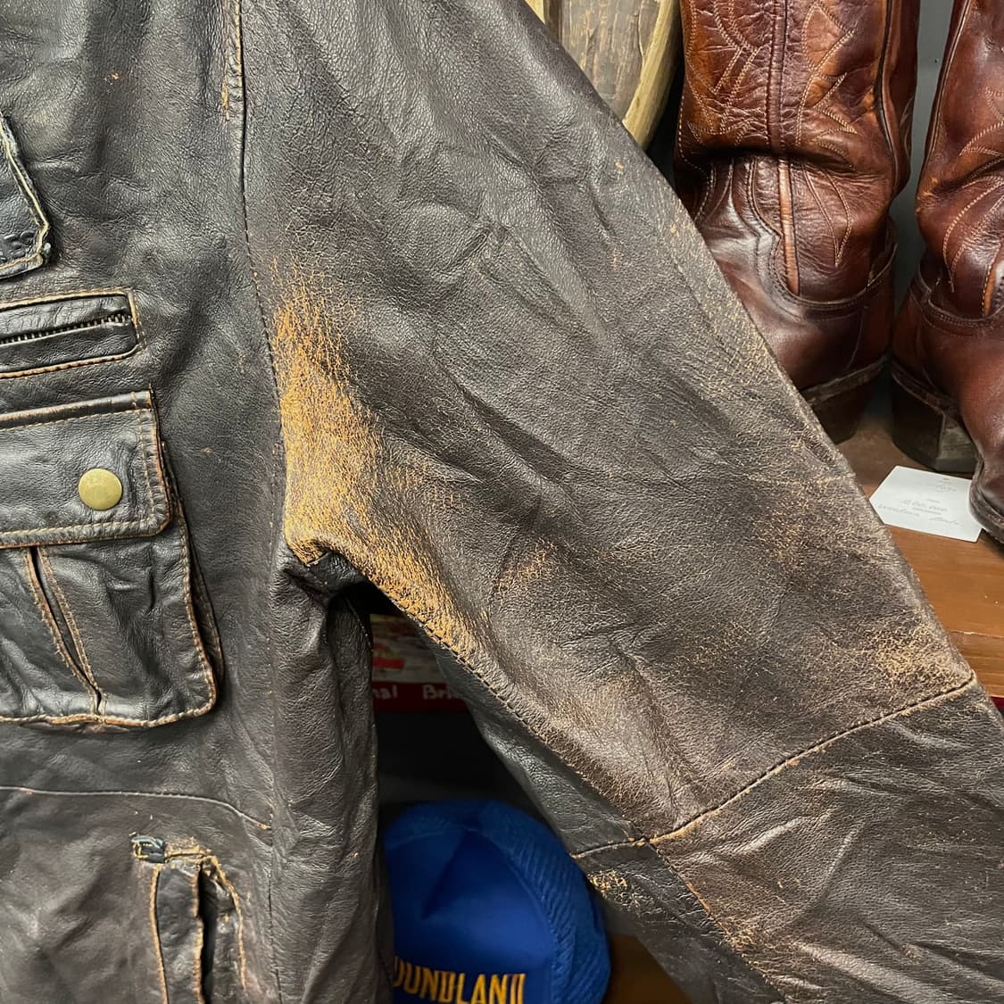 90s 알파 인더스트리 스페이스 포스 스컬 자수 라이더 리얼 레더 자켓 상품이미지6