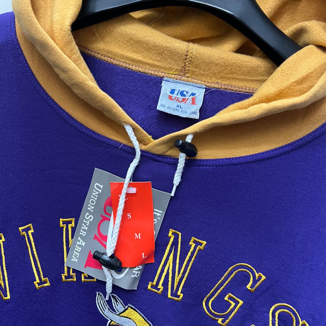 90s USA 미네소타 바이킹스 데드스탁 빈티지 후드티 XL 상품이미지3